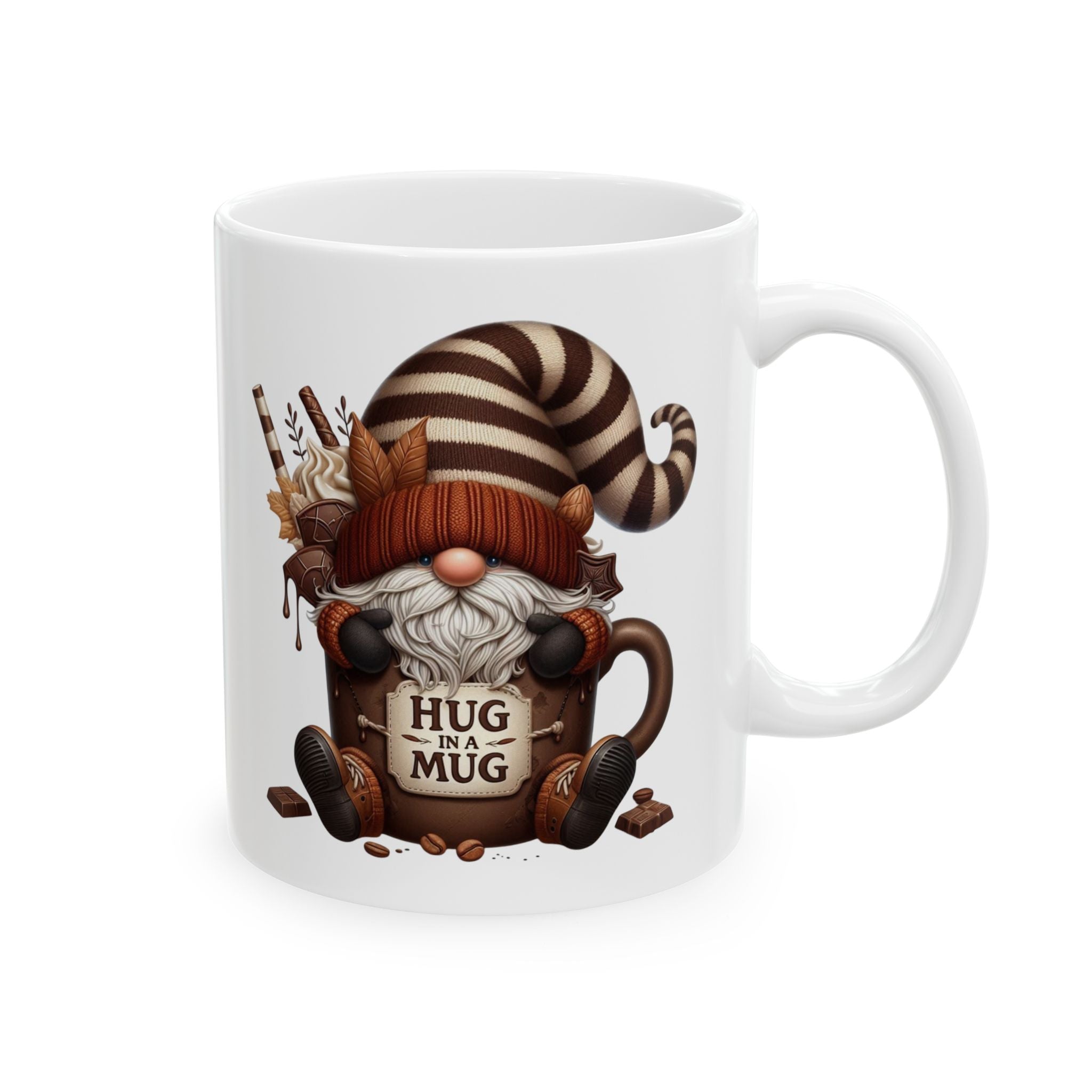 Hug in a Mug Coffee Cup – Cozy Gnome Mug | Cute Holiday Gift for Coffee & Cocoa Lovers
