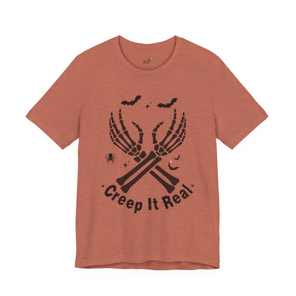 Creep It Real Halloween T-Shirt – Skeleton Hands Graphic Tee | Funny Spooky Season Shirt | Cute Creepy Fall Outfit