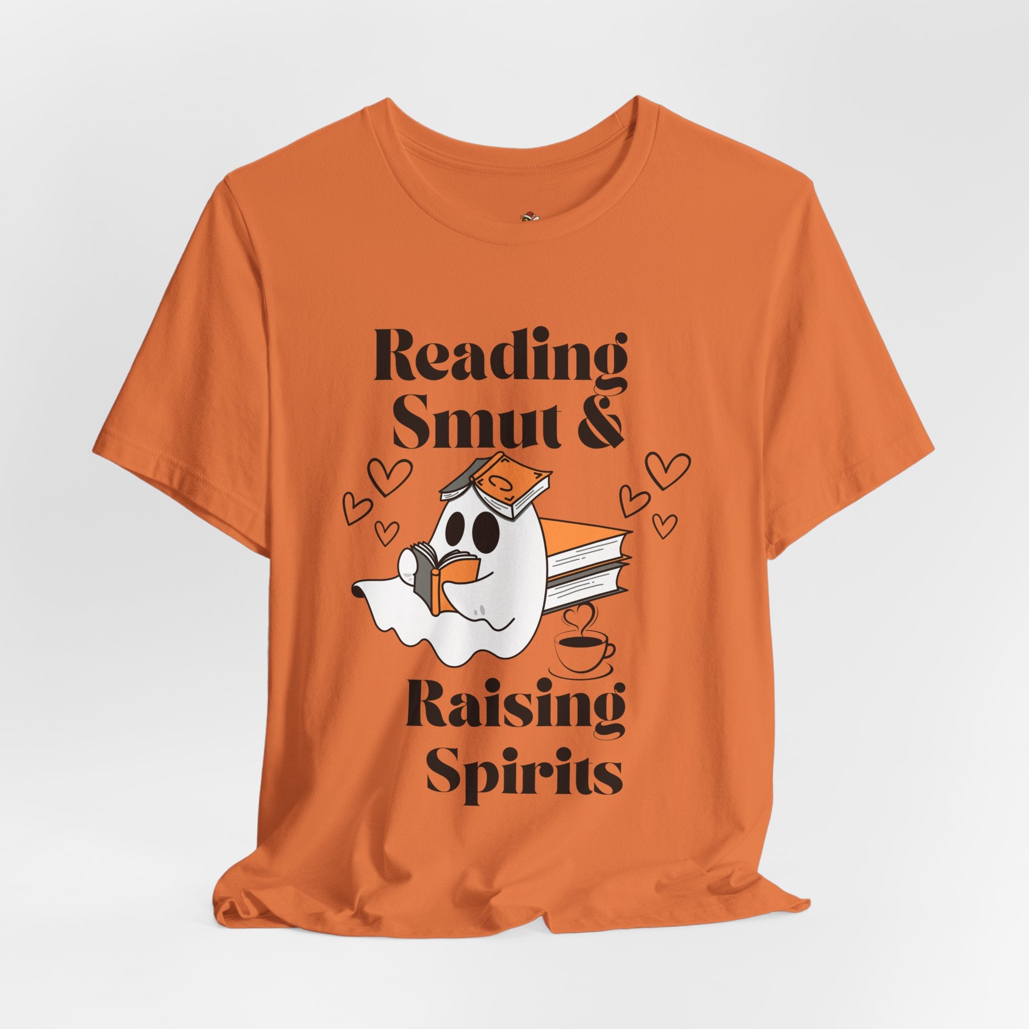 Reading Smut & Raising Spirits Shirt | Funny Ghost Book Lover Tee | Cozy Halloween T-Shirt for Women & Readers