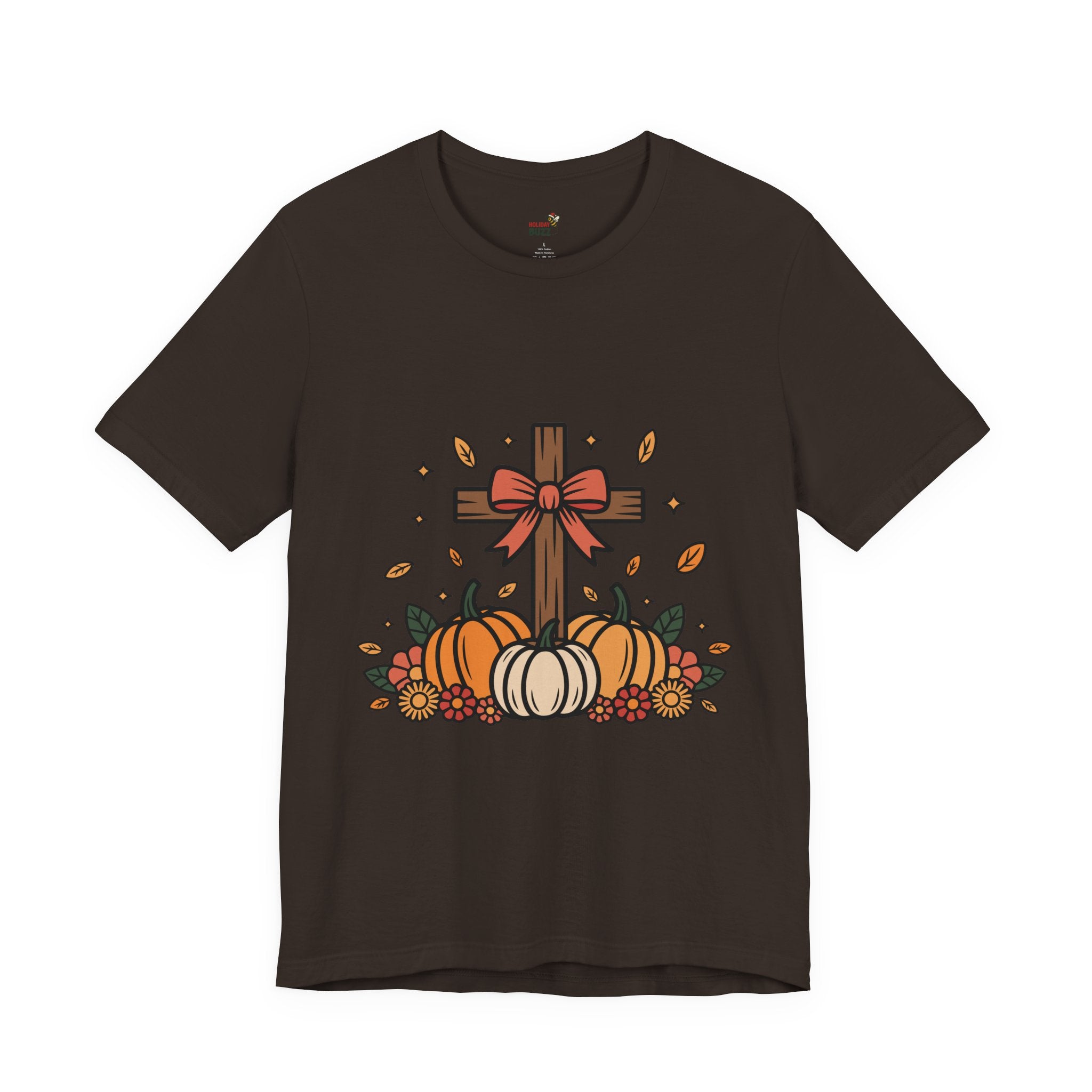 Faith & Fall Cross Tee – Christian Thanksgiving Shirt | Grateful Heart Fall Graphic Tee